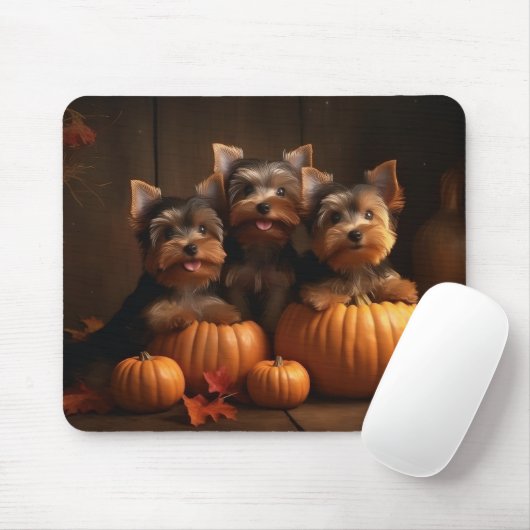 Yorkshire Terrier Welppy Autumn Delight Pumpkin Mousepad (Mit Mouse)