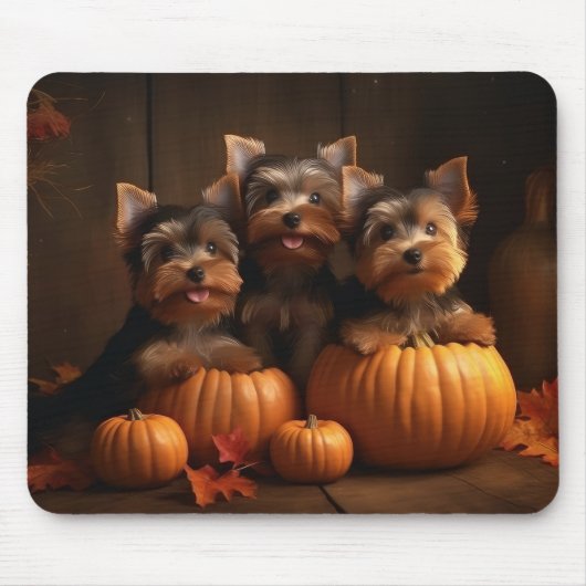 Yorkshire Terrier Welppy Autumn Delight Pumpkin Mousepad (Vorne)