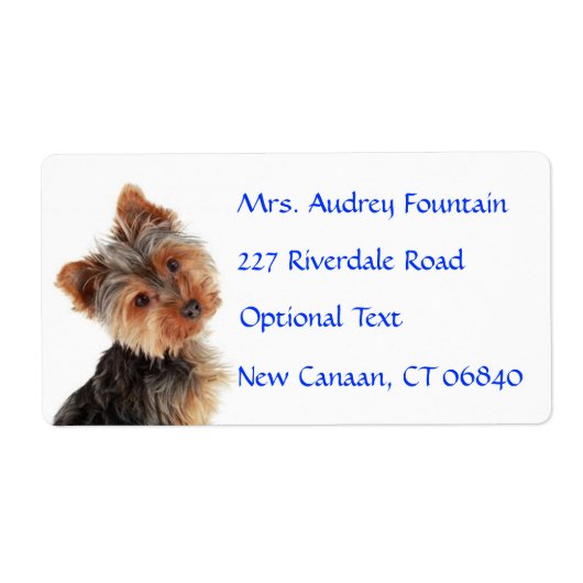Yorkshire Terrier Welppy Name Address Mailing Labe (Vorne)