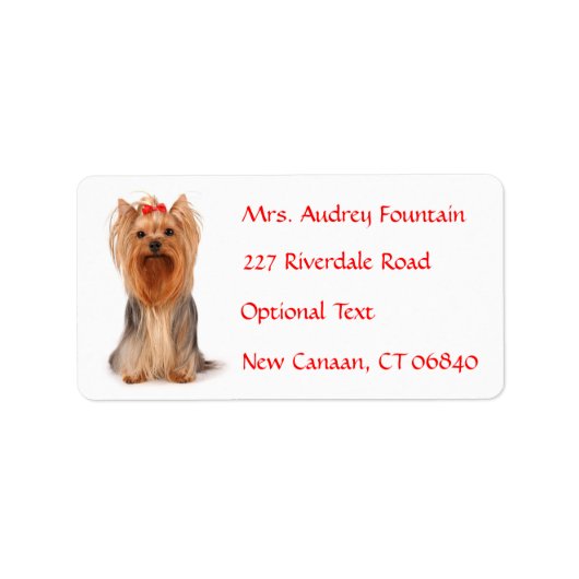 Yorkshire Terrier Welppy Name Address Mailing Labe Adressaufkleber (Vorne)