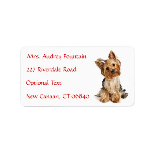 Yorkshire Terrier Welppy Name Address Mailing Labe Adressaufkleber (Vorne)