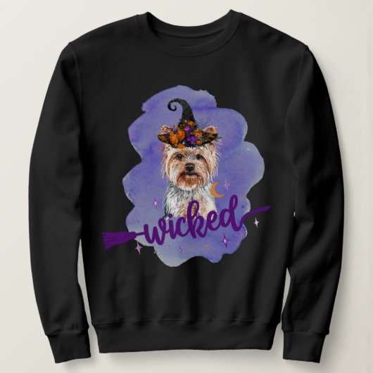 Yorkshire Terrier Wicked Hexe Lila Sweatshirt (Design vorne)