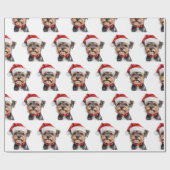 Yorkshire Terrier with Santa Hat Geschenkpapier (Flach)