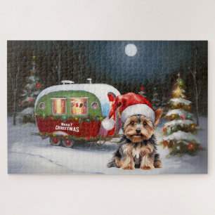 Yorkshire Terrier-Wohnwagen-Weihnachtsabenteuer Puzzle