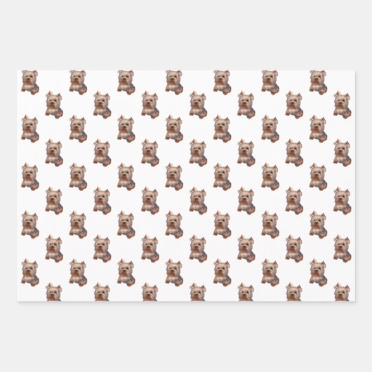 Yorkshire Terrier Wrapping Paper Sheets Geschenkpapier Set (Vorderseite)