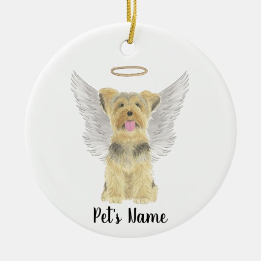 Yorkshire Terrier Yorkie Beileid Memorial Keramik Ornament (Vorne)