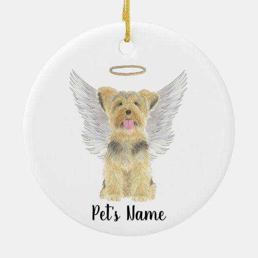 Yorkshire Terrier Yorkie Beileid Memorial Keramik Ornament (Hinten)