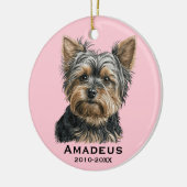 Yorkshire Terrier Yorkie Dog Pink Keepake Memory Keramik Ornament (Links)