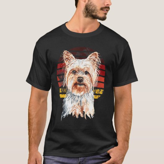 Yorkshire Terrier Yorkie Dog Retro Sun T-Shirt (Vorderseite)