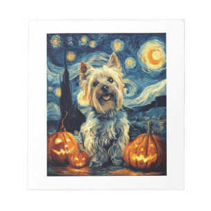 Yorkshire Terrier Yorkie Hund von van gogh Sternen Notizblock