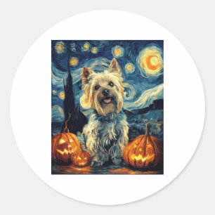 Yorkshire Terrier Yorkie Hund von van gogh Sternen Runder Aufkleber