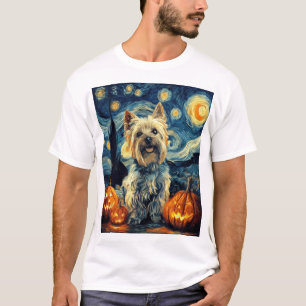 Yorkshire Terrier Yorkie Hund von van gogh Sternen T-Shirt