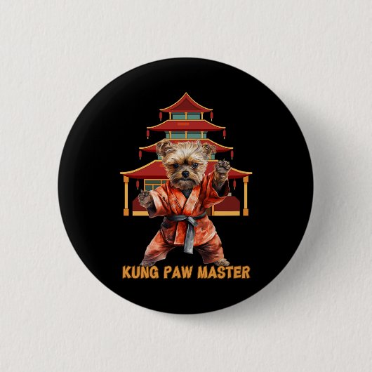 Yorkshire Terrier Yorkie Karate Martial Arts Funny Button (Vorderseite)