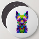 Yorkshire Terrier Yorkie Pop Art Dog Geschenk Button (Vorne & Hinten)