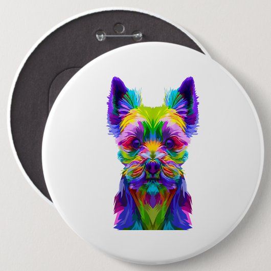 Yorkshire Terrier Yorkie Pop Art Dog Geschenk Button (Vorne & Hinten)