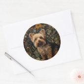 Yorkshire Terrier Yorkie William Morris Stil Runder Aufkleber (Umschlag)