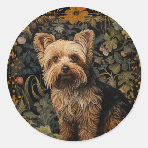 Yorkshire Terrier Yorkie William Morris Stil Runder Aufkleber
