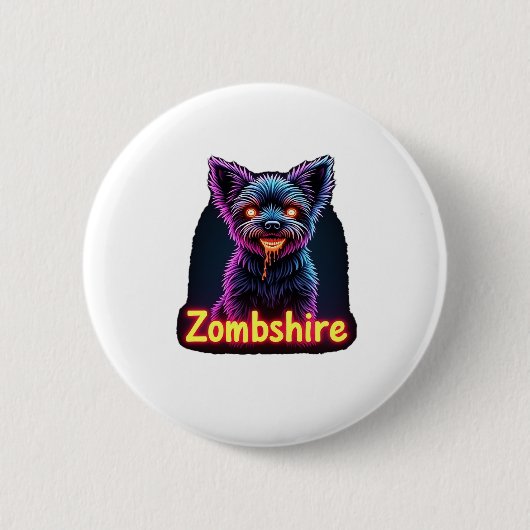 Yorkshire Terrier Yorkie Zombie Dog Halloween Over Button (Vorderseite)