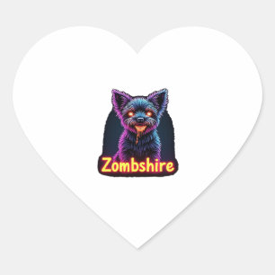 Yorkshire Terrier Yorkie Zombie Hund Halloween Übe Herz-Aufkleber