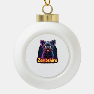 Yorkshire Terrier Yorkie Zombie Hund Halloween Übe Keramik Kugel-Ornament