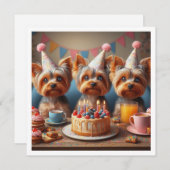 Yorkshire Terrier, Yorkshire Geburtstag Einladung (Vorne/Hinten)