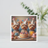 Yorkshire Terrier, Yorkshire Geburtstag Einladung (Stehend Vorderseite)
