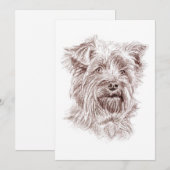 Yorkshire Terrier Zeichnend Einladung (Vorne/Hinten)
