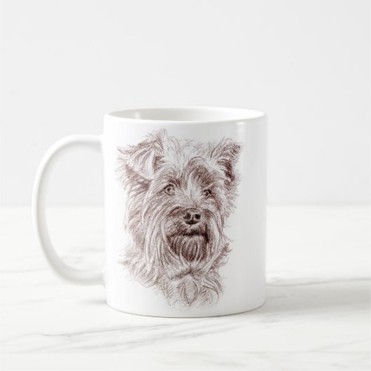 Yorkshire Terrier Zeichnend Kaffeetasse (Links)