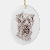Yorkshire Terrier Zeichnend Keramik Ornament (Rechts)