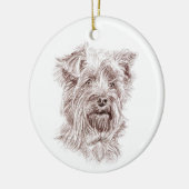 Yorkshire Terrier Zeichnend Keramik Ornament (Links)