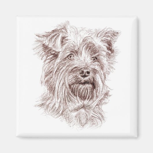 Yorkshire Terrier Zeichnend Magnet (Vorne)