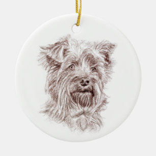 Yorkshire Terrier Zeichnung Keramik Ornament