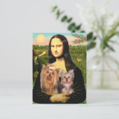 Yorkshire Terriers (7 und 19) - Mona Lisa Postkarte (Stehend Vorderseite)