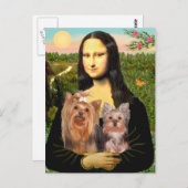 Yorkshire Terriers (7 und 19) - Mona Lisa Postkarte (Vorne/Hinten)