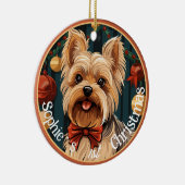 Yorkshire Terrier's First Christmas Keramik Ornament (Rechts)