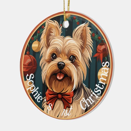Yorkshire Terrier's First Christmas Keramik Ornament (Links)