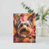 Yorkshire Terrier's Floral Elegance Postkarte (Stehend Vorderseite)