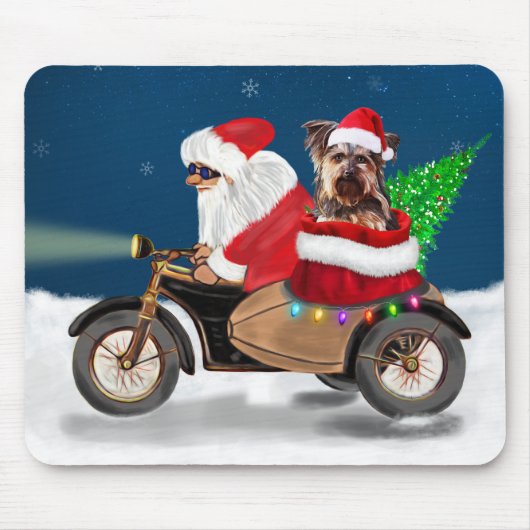 Yorkshire Terrier's Ride Santa Claus auf dem Motor Mousepad (Vorne)