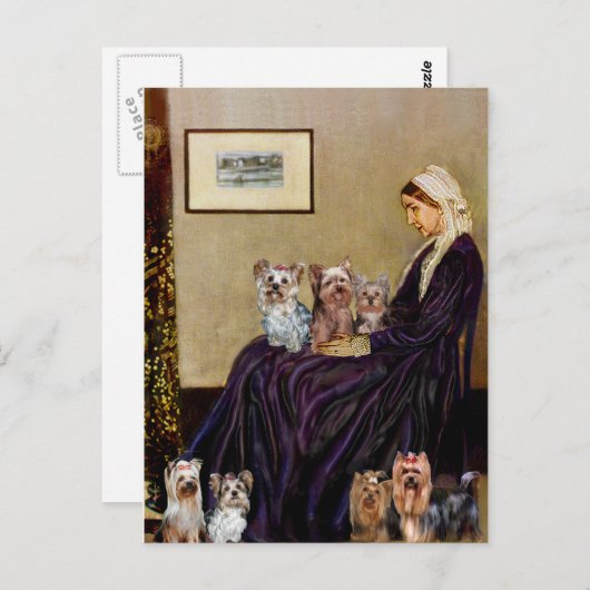 Yorkshire Terriers (Sieben) - Pfeifenmutter Postkarte (Vorne/Hinten)