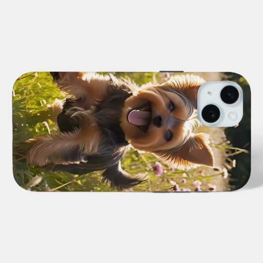 Yorkshire Terriers spielen im Gras Case-Mate iPhone Hülle (Rückseite (Horizontal))