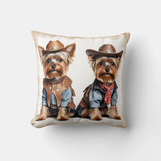 Yorkshire Terriers Vintag Kissen (Vorderseite)