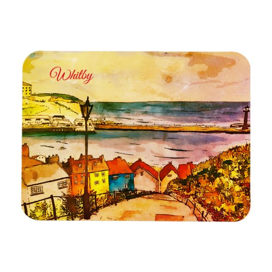 Yorkshire Whitby 199 Steps Original Art Magnet (Horizontal)