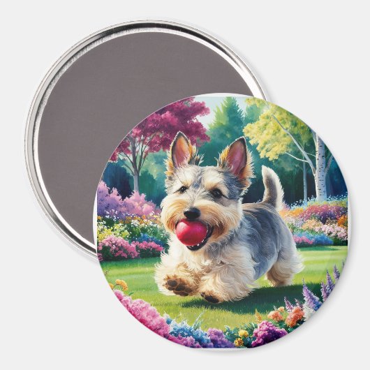 Yorshire Terrier Puppy im Park Magnet (Vorderseite/Rückseite)