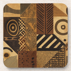Yoruba African Designs in Erdtönen Getränkeuntersetzer