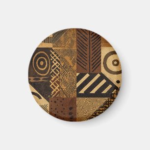 Yoruba African Designs in Erdtönen Magnet