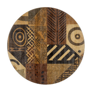Yoruba African Designs in Erdtönen Schneidebrett
