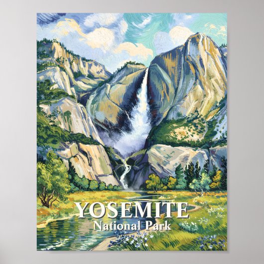 Yosemite Brautschleierfall Farbiger Van Gogh Vinta Poster (Vorne)