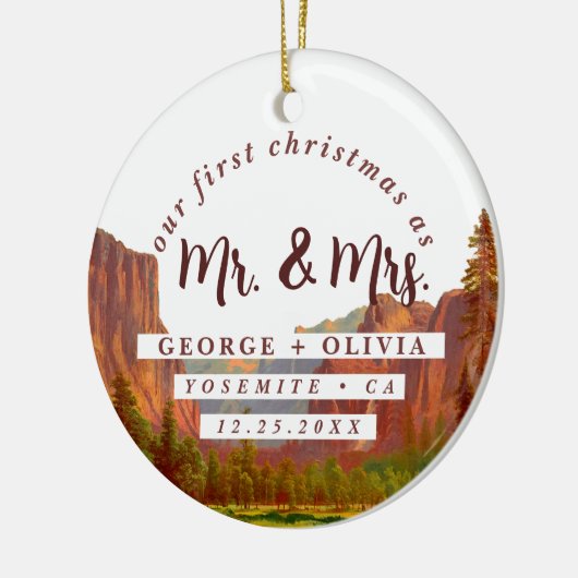 Yosemite California - Die erste Weihnachtsfeier Keramik Ornament (Links)