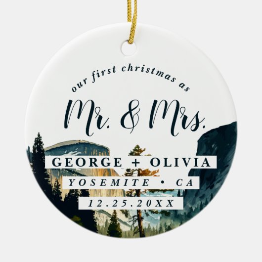Yosemite California Unsere erste Weihnachtsfarbe Keramik Ornament (Vorne)
