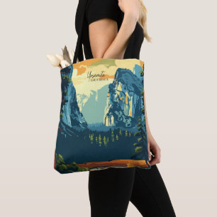Yosemite California USA Vintag Art Illustration Tasche